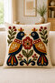 3D Embroidery Look Animal Figured Ethnic Floral Patterned Bohemian Decorative Throw Pillow Cover– (Double-Sided) - 5