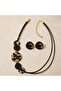 Leopard Patterned Asymmetric Necklace and Earring Set Black - 2