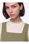Peak New Season Beige Square Neck Ruched Pocket Gabardine Dress - 3
