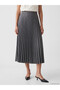 Özmarka New Season Gray Pleated Skirt with Elastic Waist - 3