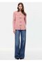 Women's Ecru Wide Collar Stone Detailed Bearded Knitwear Cardigan - 2