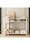 3 Tier Modern Sofa Table with Storage Shelf Coffee Corner，White