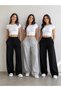 3-Piece Women's Seasonal Sweatpants (2 Pieces Black-Grey) Basic Oversize Daily Comfortable Cut, No Pilling