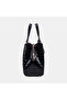 Women's Black D Logo Crocodile Printed Patent Leather Handbag - 4