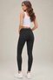 Women's Black High Waist Jean Look Pants Leggings Skinny Casual Leggings with Pockets - 2