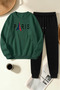 Unisex Design Printed Crew Neck Sweatshirt - 2-Piece Tracksuit Set