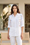 Oversize Embroidery and Bead Detail Shirt 17554 White - 3