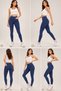 Women's Navy Blue Pants Leggings High Waist Pocketed Jean Look Skinny Leggings - 5
