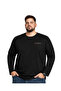 Men's Large Size Black Form Printed Long Sleeve T-Shirt 3Xl-4Xl-5Xl-6Xl