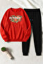 Unisex Flowers Design Printed Crew Neck Sweatshirt - 2-Piece Tracksuit Set