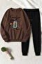 Unisex Caroline Design Printed Crew Neck Sweatshirt - 2-Piece Tracksuit Set