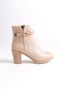 July Zippered Orthopedic Sole Heeled Women's Boots Ctt - Skin - 6