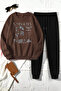 Unisex Simple City Design Printed Crew Neck Sweatshirt - 2-Piece Tracksuit Set