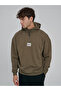 Graphic Gloves Oversize Half Zip Khaki Men's Sweatshirt - 2