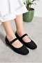 Daily Women's Flat Shoes with Adjustable Buckle, Single Strap, Low Heel, Blunt Toe, Stone Decorated Shoes 287 - 2