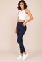 Women's Navy Blue Pants-Looking Leggings High Waist Skinny Model with Pockets - 6