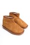 Jolie laceless flat sole fur-lined short suede women's boots - tan - 4