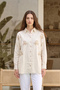Stone Detailed Floral Patterned Shirt 17036 Beige05 - 4
