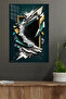 Teal Orange Abstract Figures Metal Wall Art - 4