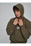 Graphic Gloves Oversize Half Zip Khaki Men's Sweatshirt - 3
