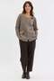 Women's Crew Neck Knitted Rose Embroidered Short Wool Cardigan K.Beige - 4
