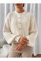 Women's Pearl Stone Detailed Knitwear Cardigan with Special Buttons and Balloon Sleeves, Stylish and Elegant Cardigan - 5