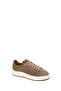 Men's Beige Lace-Up Thick Soled Suede Leather Sneaker Wm710014Ds - 7