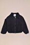 Zippered Pleated Polo Collar Bomber Girls' Jacket - 3