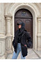 Black Oversized Hooded Cardigan with Inner Lining - 5