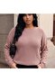 Plus Size Women's Crew Neck Hairnet Patterned Long Sleeve Knitwear Sweater - 2