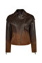 Soho Women Brown Short Oversize Biker Suede Leather Jacket 26Wgd5920T7 - 5