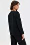 Women's Crew Neck Knitted Rose Embroidered Short Wool Cardigan Black - 3