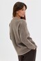 Women's Crew Neck Knitted Rose Embroidered Short Wool Cardigan K.Beige - 3