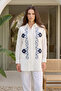 Embroidery and Sequin Detailed Shirt 17586 Ecru01 - 3