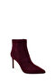 Women's Burgundy Zippered Thin Heeled Suede Leather Boots 25Wfd102310 - 8