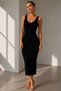 Women's V-Neck Ribbed Long Knit Dress Lnc34