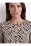Özmarka New Season Beige Crew Neck Polka Dot Blouse - 3