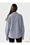 Özmarka New Season Blue Plaid Oversize Women's Shirt - 5