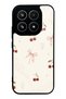 Xiaomi 17 Glossy Phone Case with Cherry Pearl Lace Design