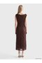 Peak New Season Brown Boat Neck Ruched Lace Dress - 4