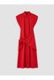 Ozmarka New Season Red Scarf Detailed 100% Cotton Shirt Dress - 6