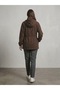Stone Printed Hooded Drawstring Waist Zippered Coat 10720 - 4