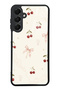 Samsung A16 Glossy Phone Case with Cherry Pearl Lace Design