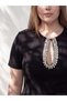 Lcw Curve Black Window Detailed Stone Embellished Women's Dress - 2
