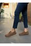 Tan Suede Leather Belted Women's Casual Shoes - 4