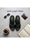 Unique Minimalist Men Arabic Leather Slides Designed by Renowned Italian Designer Double Strap Dot Texture 4CM Elevated Thick Sole Slippers