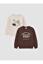 Brown Printed Boys' Thick Sweatshirt