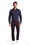 Men's Regular Fit Logo Label Cotton Long Sleeve Navy Blue Shirt - 2