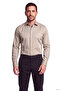 Men's Button Closure Long Sleeve Notched Collar Beige Shirt