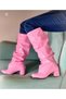 Pusi Fuchsia Patent Leather Gusseted Above the Knee Boots - 6